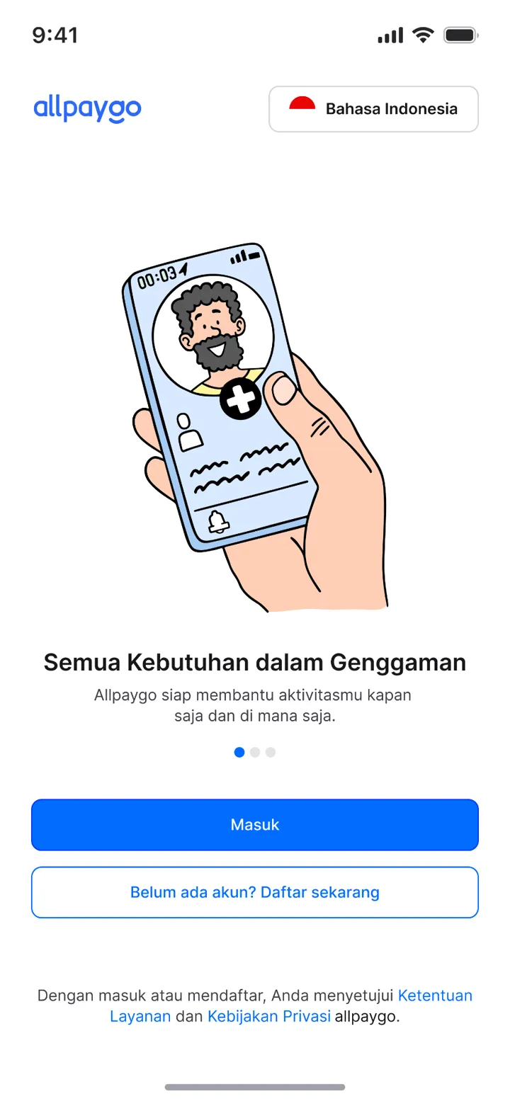 Tampilan Onboarding aplikasi AllPayGo